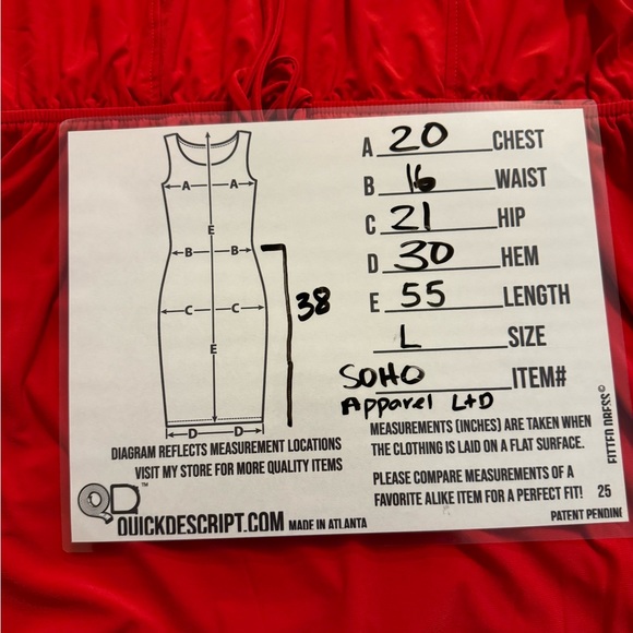 Soho Apparel Ltd Sz L  Coral Red Cowl Neckline Elasticized Waist Maxi Dress - Picture 3 of 9